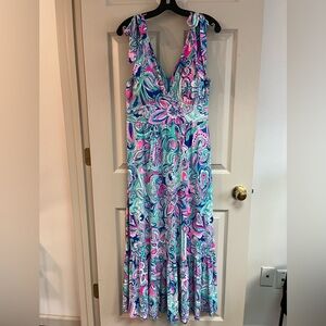 Lilly Pulitzer Maxine midi dress. Living the dream print. Back zip. EUC. Size 10